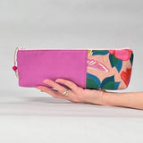 Gather Geometric Blue L Short Wide Small Zipper Pouch Gadget Case Cosmetics Bag