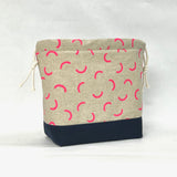 Crescent Pink Large Drawstring Knitting Project Craft Bag