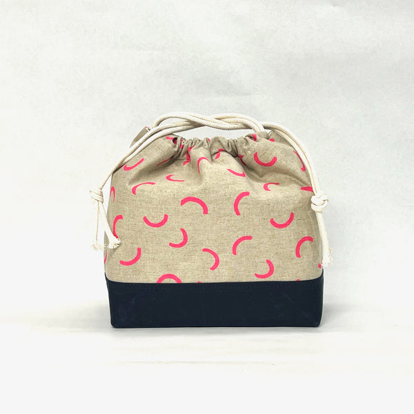 Crescent Pink Large Drawstring Knitting Project Craft Bag