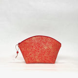Champagne Red Gold Metallic Small Zipper Pouch Gadget Case Cosmetics Project Bag