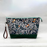 Dear Knitting XL Zipper Knitting Project Craft Wedge Bag with Detachable Leather Wrist Strap