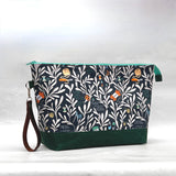 Dear Knitting XL Zipper Knitting Project Craft Wedge Bag with Detachable Leather Wrist Strap