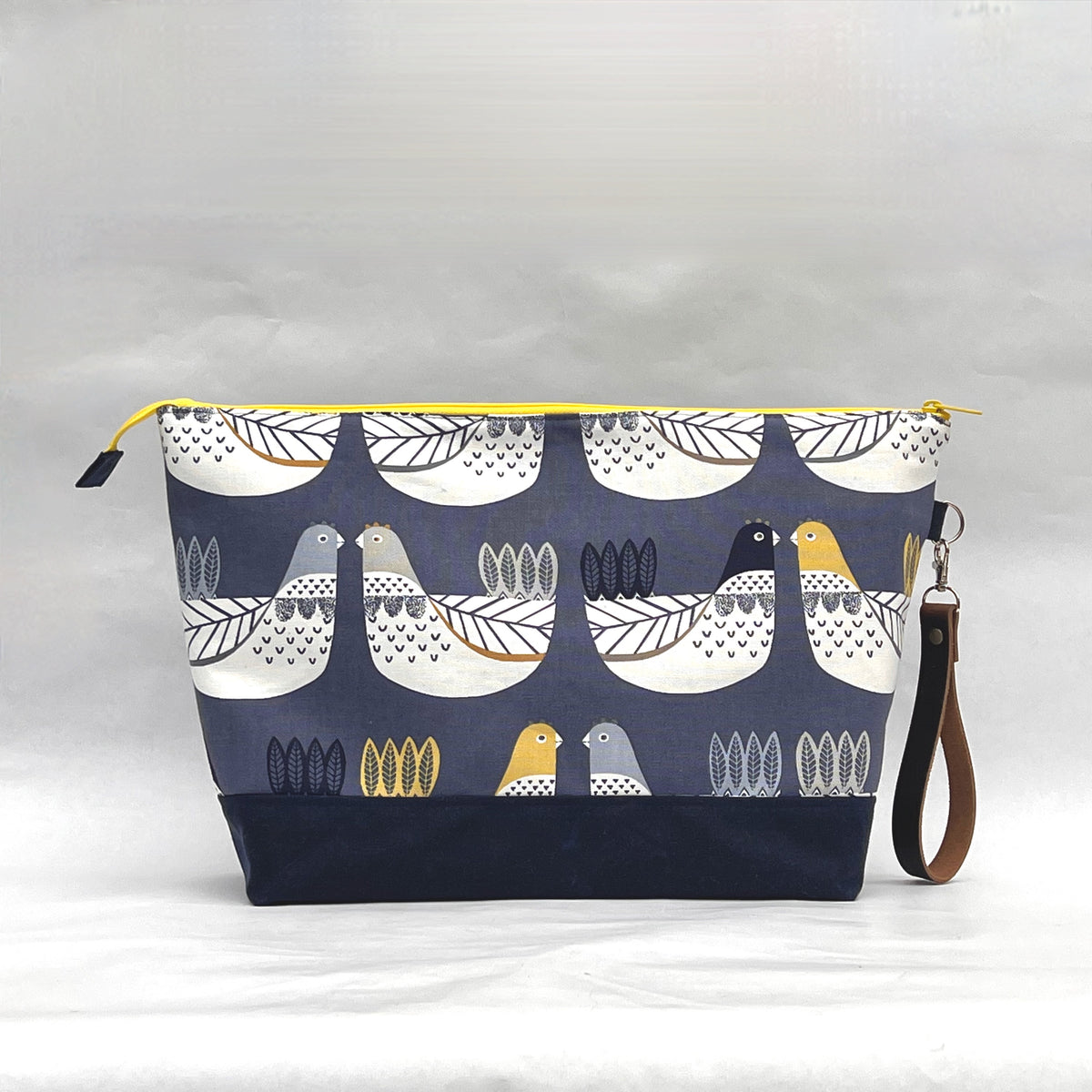 Scandi Chicken Blue XL Zipper Knitting Project Craft Wedge Bag with De ...