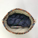 Mughal Rose Navy Large Drawstring Knitting Project Craft Bag