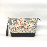 City Guide Natural XL Zipper Knitting Project Craft Wedge Bag with Detachable Leather Wrist Strap