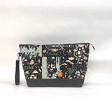 City Guide Black XL Zipper Knitting Project Craft Wedge Bag with Detachable Leather Wrist Strap