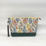 Wildwood Cream XL Zipper Knitting Project Craft Wedge Bag with Detachable Leather Wrist Strap