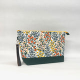 Wildwood Cream XL Zipper Knitting Project Craft Wedge Bag with Detachable Leather Wrist Strap