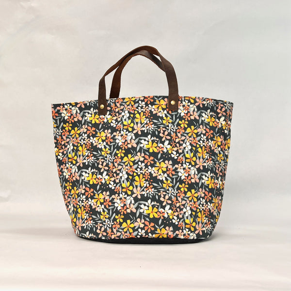 Blissful Blooms Oval Bottom Knitting Craft Tote Bag