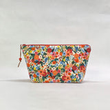 Garden Party Ivory Cotton Small Zipper Pouch Gadget Case Cosmetics Project Bag
