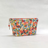 Garden Party Ivory Cotton Small Zipper Pouch Gadget Case Cosmetics Project Bag