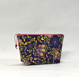 Filigree Blue Small Zipper Pouch Gadget Case Cosmetics Project Bag