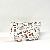 City Guide White Small Zipper Pouch Gadget Case Cosmetics Project Bag