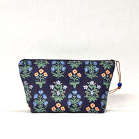 Mughal Rose Navy Small Zipper Pouch Gadget Case Cosmetics Project Bag
