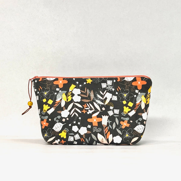 Papercut Florals Small Zipper Pouch Gadget Case Cosmetics Project Bag