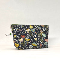Posie Pocket Navy Small Zipper Pouch Gadget Case Cosmetics Project Bag