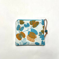 Mod Moths Blue Padded Zipper Pouch / Coin Purse / Gadget / Cosmetic Bag
