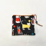 Knit together Cats Black Padded Zipper Pouch / Coin Purse / Gadget / Cosmetic Bag
