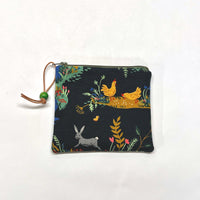 Garden Toile Padded Zipper Pouch / Coin Purse / Gadget / Cosmetic Bag