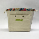 Garden Navy Large Drawstring Knitting Project Craft Bag