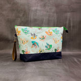 Ambrosia Folk Bird XL Zipper Knitting Project Craft Wedge Bag with Detachable Leather Wrist Strap