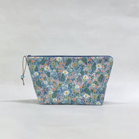 Wildflowers Blue Small Zipper Pouch Gadget Case Cosmetics Project Bag