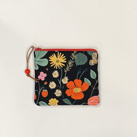 Strawberry Fields Black Padded Zipper Pouch / Coin Purse / Gadget / Cosmetic Bag
