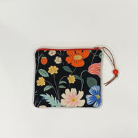 Strawberry Fields Black Padded Zipper Pouch / Coin Purse / Gadget / Cosmetic Bag